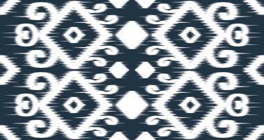 Etnik beyaz desenli kumaş taşıyıcı arka plan tasarımı. Endonezya ve diğer Asya ülkelerindeki kumaşlarda pürüzsüz EP.46.Vintage süs baskısı. Kumaş ve tekstil için harika, duvar kağıdı, ambalaj için.
