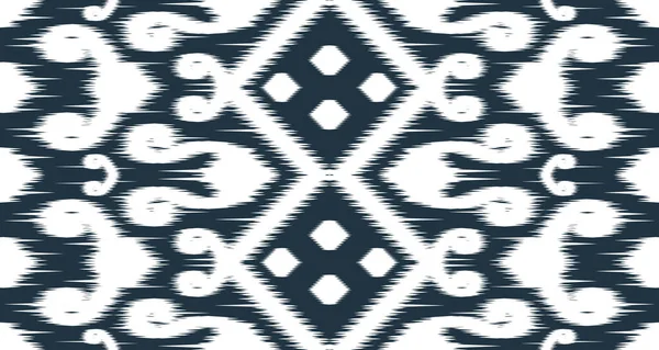 Ikat Ethnic White Pattern Design Cloth Vector Background Seamless Fabric — Stock vektor