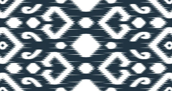 Ikat Ethnic White Pattern Design Cloth Vector Background Seamless Fabric — Wektor stockowy
