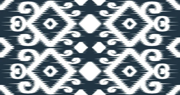 Ikat Ethnic White Pattern Design Cloth Vector Background Seamless Fabric — Vetor de Stock