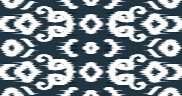 Ikat Etnikai Fehér Minta Design Ruha Vektor Háttér Zökkenőmentes Szövet — Stock Vector