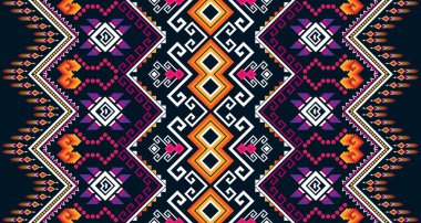 Abstract geometric vertical seamless pattern design indigenous black background EP.6.Vintage ornament print. Great for fabric and textile, wallpaper, packaging