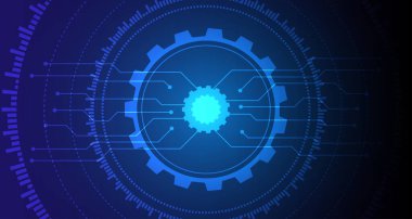 geometric gear pattern digital circle technology network engineering design futuristic EP.1.hi-tech communication concept innovation vector illustration background 