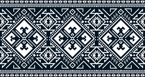 흑백으로 텍스처를 반복하는 민족적 기하학적 디자인 Vintage Ornament Print 천이나 — 스톡 벡터