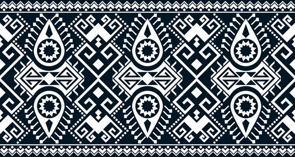 Abstract Ethnic Geometric Print Pattern Design Repeating Background Texture Black — Vetor de Stock