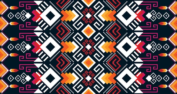 Abstract Geometric Vertical Seamless Pattern Design Indigenous Black Background Vintage — Stockvector