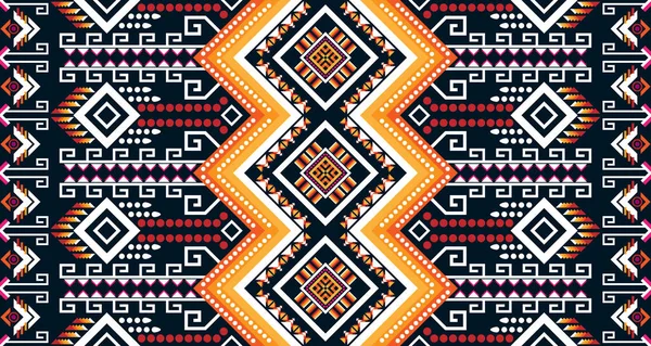 Abstract Geometric Vertical Seamless Pattern Design Indigenous Black Background Vintage — Vetor de Stock