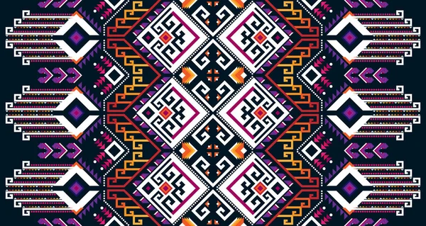 Abstract Geometric Vertical Seamless Pattern Design Indigenous Black Background Vintage — Vetor de Stock