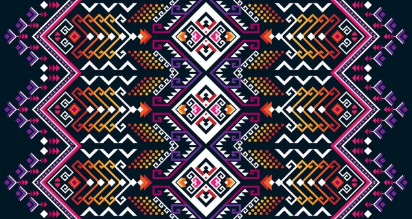 Abstract Geometric Vertical Seamless Pattern Design Indigenous Black Background Vintage —  Vetores de Stock