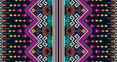 Abstract geometric vertical seamless pattern design indigenous black background EP.17.Vintage ornament print. Great for fabric and textile, wallpaper, packaging