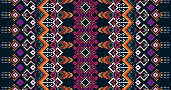 Diseño Abstracto Geométrico Vertical Sin Costura Patrón Indígena Fondo Negro — Archivo Imágenes Vectoriales