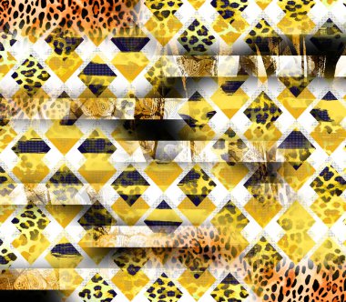 Renkli ve siyah ve beyaz leopar yılan dokularının kombinasyonu tekstil desenleri