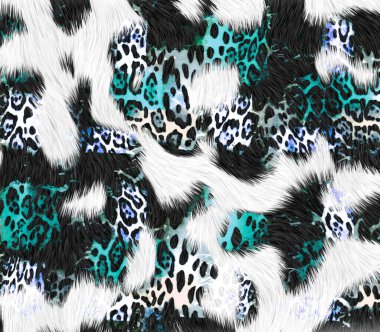 Renkli ve siyah ve beyaz leopar yılan dokularının kombinasyonu tekstil desenleri