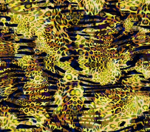 Kombination Färgglada Och Svart Och Vit Leopard Orm Texturer Textil — Stockfoto