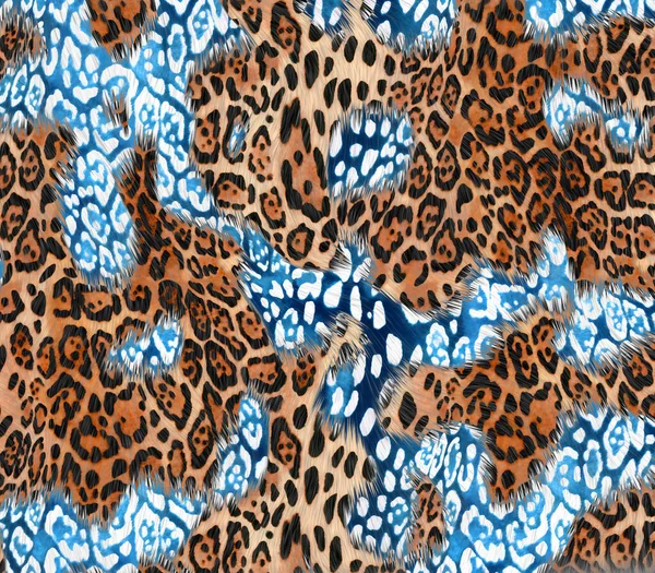 Renkli ve siyah ve beyaz leopar yılan dokularının kombinasyonu tekstil desenleri