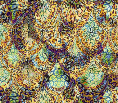 dijital boyalı soyut tasarım, renkli doku, kumaş deseni, iz tasarımları, leopar desenli çiçek desenleri