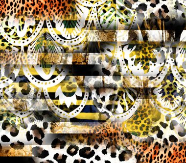 dijital boyalı soyut tasarım, renkli doku, kumaş deseni, iz tasarımları, leopar desenli çiçek desenleri