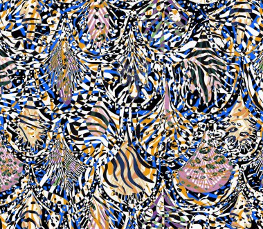 dijital boyalı soyut tasarım, renkli doku, kumaş deseni, iz tasarımları, leopar desenli çiçek desenleri