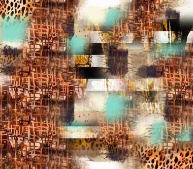 Soyut dekoratif geometrik süs. Yazdırma, Yeni Sezon, Kolaj Moda Çalışmaları, Yeni Moda Tasarım Şablonları.