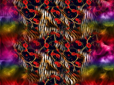 Kumaş desenli. Renkli arka plan. Renkli desen. Poster, broşür, el ilanı ve kart için yaratıcı grafik tasarımı. Eşsiz duvar kâğıdı. Ağ, kumaş ve albüm kapağı için arkaplan.