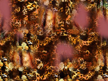 Yazdır, Afrika Hayvan İzleri. Klasik Doğal Şablon. Siyah Egzotik Hayvan Modeli. Tekstil Giysi Tasarımı..