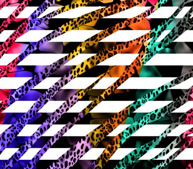 Yazdır, Afrika Hayvan İzleri. Klasik Doğal Şablon. Siyah Egzotik Hayvan Modeli. Tekstil Giysi Tasarımı..