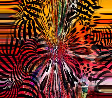 Dijital efektler. Çok renkli soyut arkaplan. Renkli desen. Poster, broşür, el ilanı ve kart için yaratıcı grafik tasarımı. Eşsiz duvar kâğıdı. Ağ, kumaş ve not defteri kapağı için arkaplan.