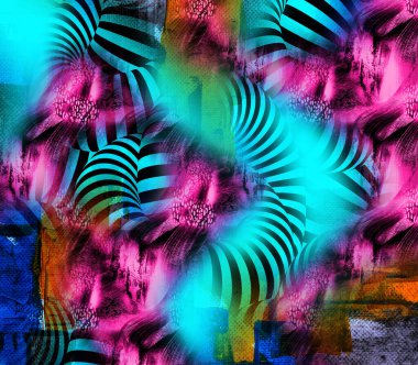 Soyut dekoratif geometrik süs. Yazdırma, Yeni Sezon, Kolaj Moda Çalışmaları, Yeni Moda Tasarım Şablonları.