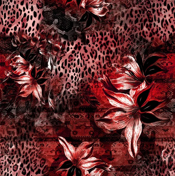 Pintar Mano Sin Costuras Abstracto Tendencia Diseño Piel Leopardo Más —  Fotos de Stock