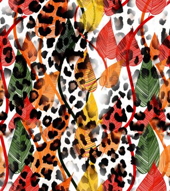 Kusursuz El Boyası Soyutluğu. Trend: En çok tercih edilen leopar derisi tasarımı. Tekstil endüstrisinde giysi ve leopar deseni en çok kullanılan desen.