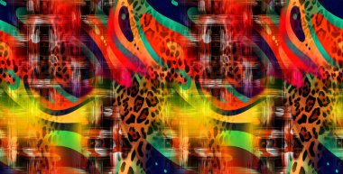 Koyu arkaplanda çok renkli üçgen geometrik şekillere sahip kusursuz desen. Retro vintage soyut sanat baskısı. Memphis tarzı tasarım. Duvar kağıdı, kumaş tasarımı, kumaş, kağıt, tekstil. Moda kumaş baskısı.