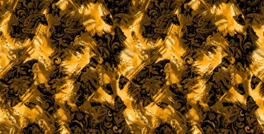 Koyu arkaplanda çok renkli üçgen geometrik şekillere sahip kusursuz desen. Retro vintage soyut sanat baskısı. Memphis tarzı tasarım. Duvar kağıdı, kumaş tasarımı, kumaş, kağıt, tekstil. Moda kumaş baskısı.