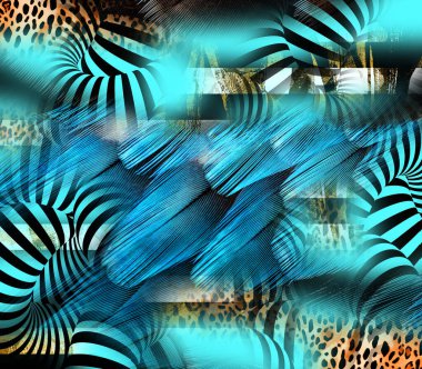 Tekstil gökkuşağı arızası sanatsal kolaj dokusu arka planı. Düzensiz suluboya boya boya desenleri. Ombre boho batik 'i parmak izinin her yerinde bozmuş. Modaya uygun ıslak etki..