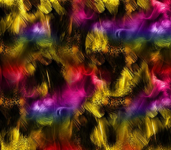 Tekstil gökkuşağı arızası sanatsal kolaj dokusu arka planı. Düzensiz suluboya boya boya desenleri. Ombre boho batik 'i parmak izinin her yerinde bozmuş. Modaya uygun ıslak etki..