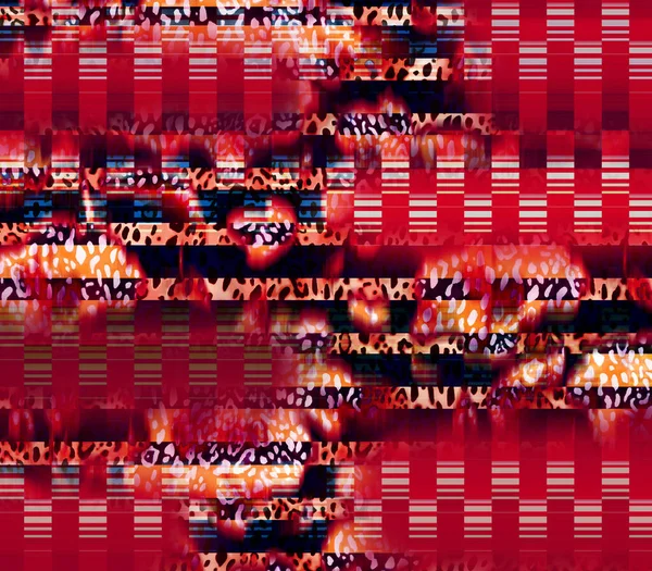 Textil Regnbåge Glitch Konstnärligt Collage Textur Bakgrund Oregelbunden Blödning Akvarell — Stockfoto