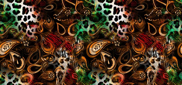 African Fashion Seamless Pattern Ornament Vibrant Colors Picture Art Abstract — Stock Photo, Image