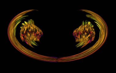 3D illustration of colorful banner with blended abstract curve shapes for creative art and web design.Print for clothes.Computer generated abstract colorful fractal.Colored swimwear prints