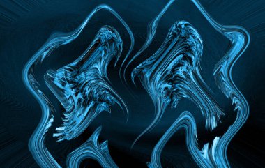 3D illustration of colorful banner with blended abstract curve shapes for creative art and web design.Print for clothes.Computer generated abstract colorful fractal.Colored swimwear prints