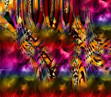 Textile illustration.Fashionable print pattern.Colorful dirty abstract background,old grunge texture.Fabric bottom batik pattern in the textile industry.Textile digital pattern smoke design.