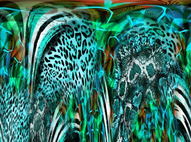 Renkli desenler fraktal. Psikedelik fraktal, fırça darbelerinin dokusu. Tekstil desenleri için renkli boyalar. Soyut arkaplan renkleri kaotik fırça darbeleri.