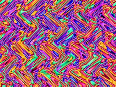 Renkli desenler fraktal. Psikedelik fraktal, fırça darbelerinin dokusu. Tekstil desenleri için renkli boyalar. Soyut arkaplan renkleri kaotik fırça darbeleri.