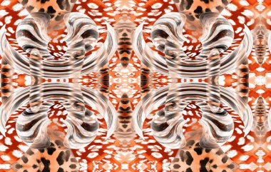 Kusursuz Moda deseni. Kumaş baskı deseni. Çok renkli arka plan. Yaratıcı grafik tasarım, çizim fraktali. Tekstil desenleri için kusursuz modern baskı..