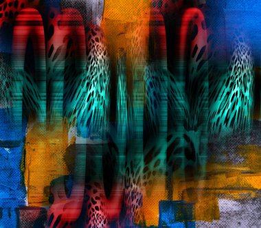 Renkli moda desenleri. Kumaş desenli. Tekstil baskı tasarımı. Tekstil çizimi. Fraktal renkli desen. Yazdırma deseni. Yeni sezon kumaş baskısı.