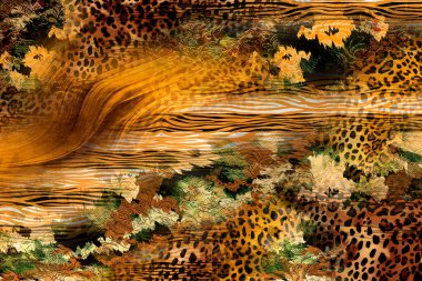 Leopar deseni. Parlak moda vahşi arka plan. Şık hayvan baskısı. Tekstil kumaş deseni. Modern moda kumaşı deseni..