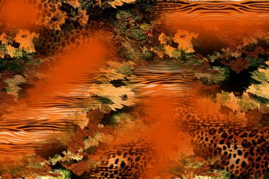 Leopar deseni. Parlak moda vahşi arka plan. Şık hayvan baskısı. Tekstil kumaş deseni. Modern moda kumaşı deseni..