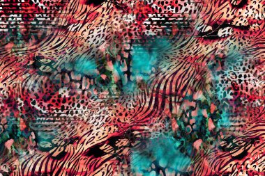 Leopar deseni. Parlak moda vahşi arka plan. Şık hayvan baskısı. Tekstil kumaş deseni. Modern moda kumaşı deseni..