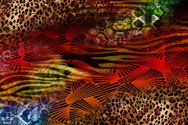 Leopar deseni. Parlak moda vahşi arka plan. Şık hayvan baskısı. Tekstil kumaş deseni. Modern moda kumaşı deseni..