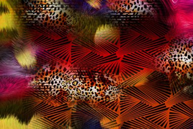 Leopar deseni. Parlak moda vahşi arka plan. Şık hayvan baskısı. Tekstil kumaş deseni. Modern moda kumaşı deseni..