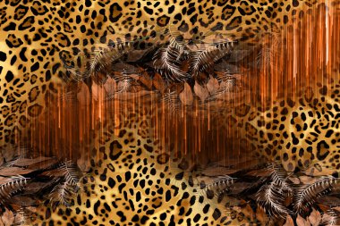 Leopar deseni. Parlak moda vahşi arka plan. Şık hayvan baskısı. Tekstil kumaş deseni. Modern moda kumaşı deseni..