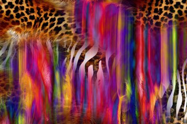 Leopar deseni. Parlak moda vahşi arka plan. Şık hayvan baskısı. Tekstil kumaş deseni. Modern moda kumaşı deseni..